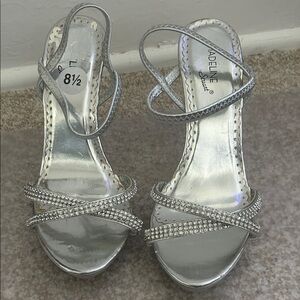 Madeline Silver Rhinestone Heels